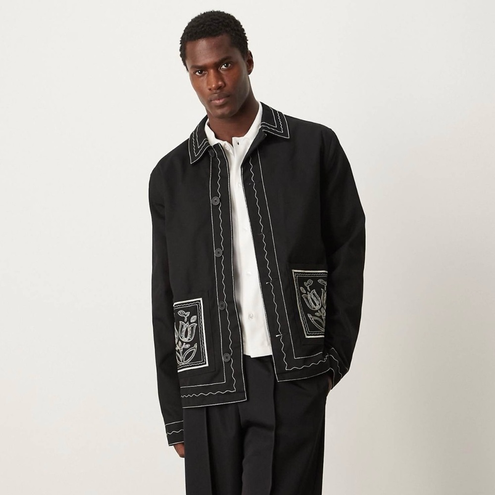 ASOS Design Black Embroidered Jacket
